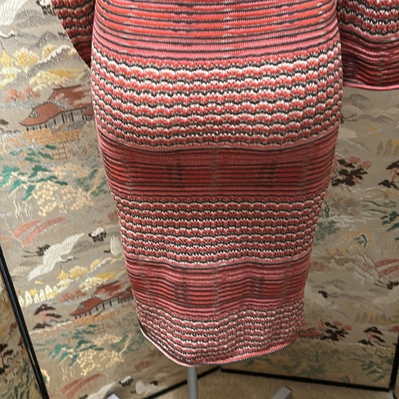 FREE PEOPLE RETRO LONG SLEEVED SIMI SHEER RED/BROWN STRIPPED SWEATER DRESS SZ M - Picture 7 of 16